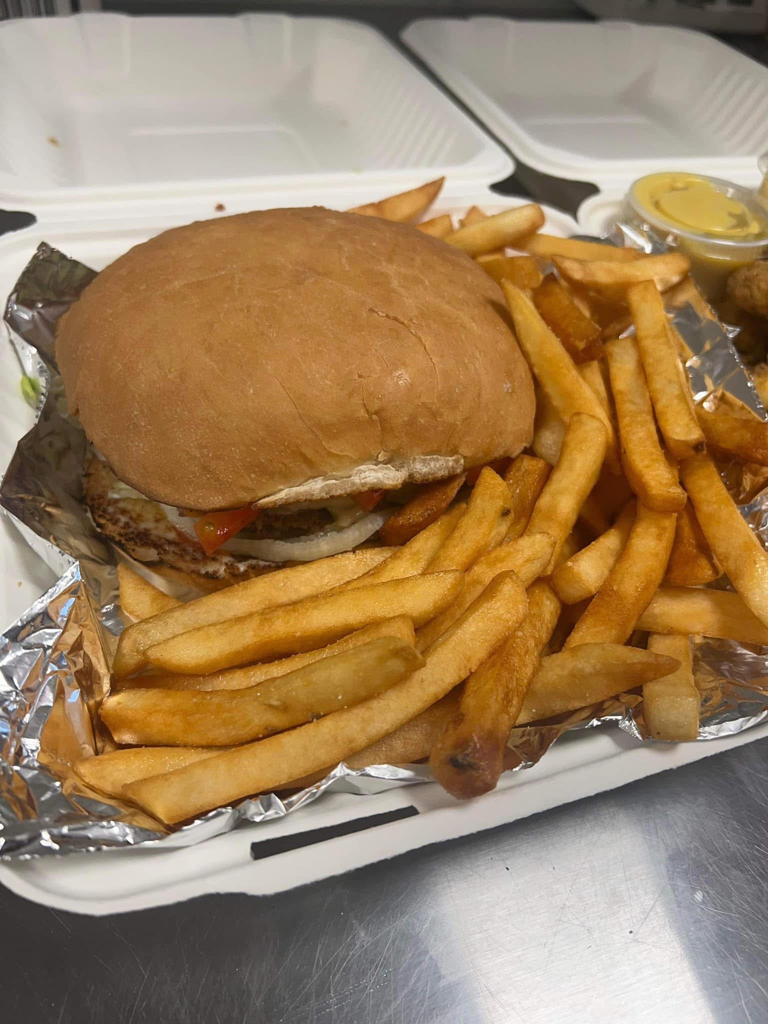 Burger and fries